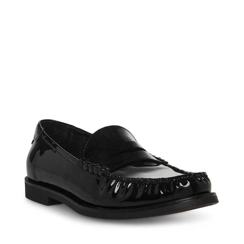 Black Steve Madden Emmet Patent Women's Loafers | PH 7512DMH